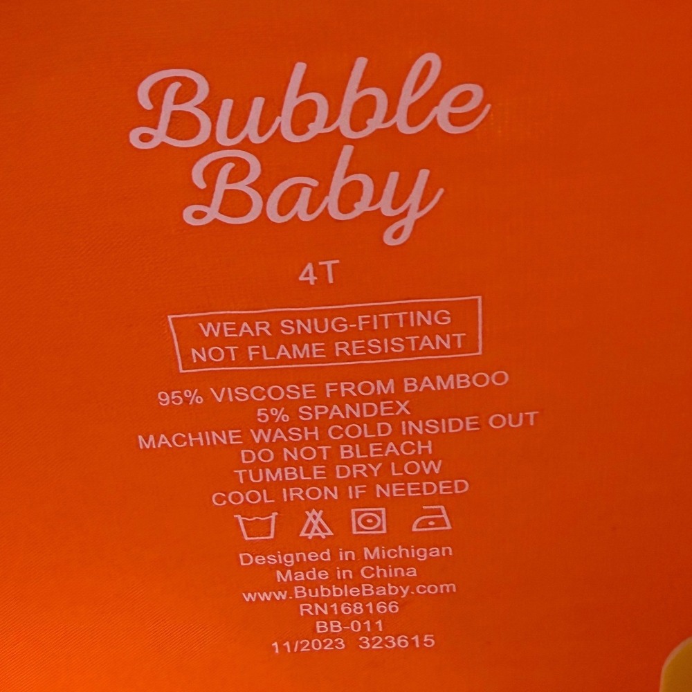 Bubble Baby Pumpkin Orange Bamboo Footed Sleeper Snap Pajamas 4T - Picture 4 of 4